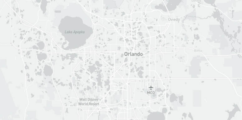 Map showing of the area around Orlando Florida