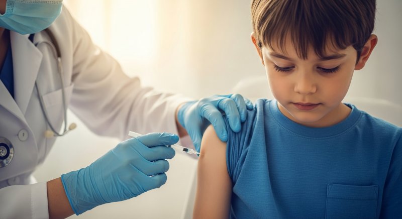 young boy receiving a vaccination 